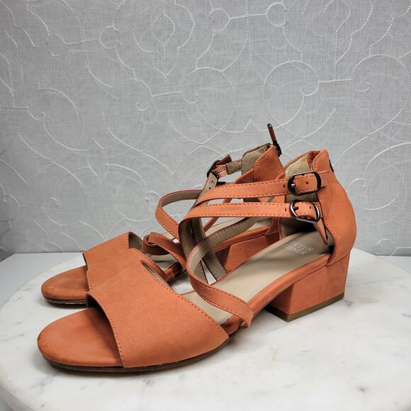 Eileen Fisher Kyra Sandals Womens 6 Nubuck Suede Square Block Heel Double Straps - Picture 6 of 16